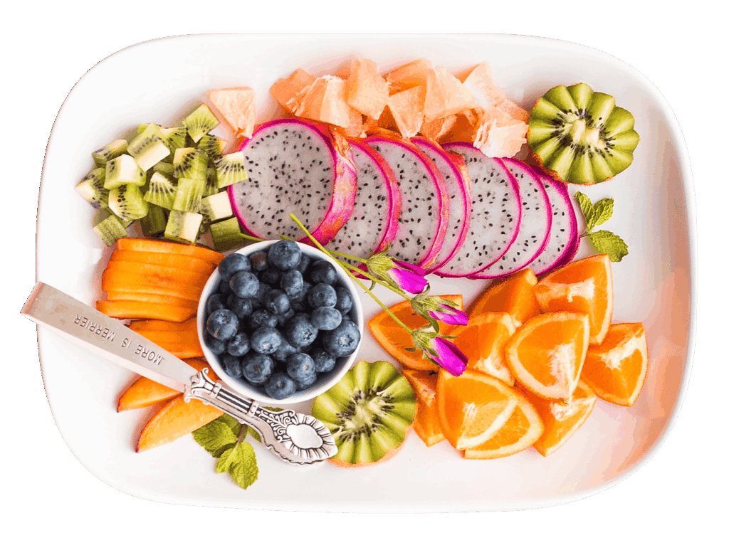 fruits slices on a platter